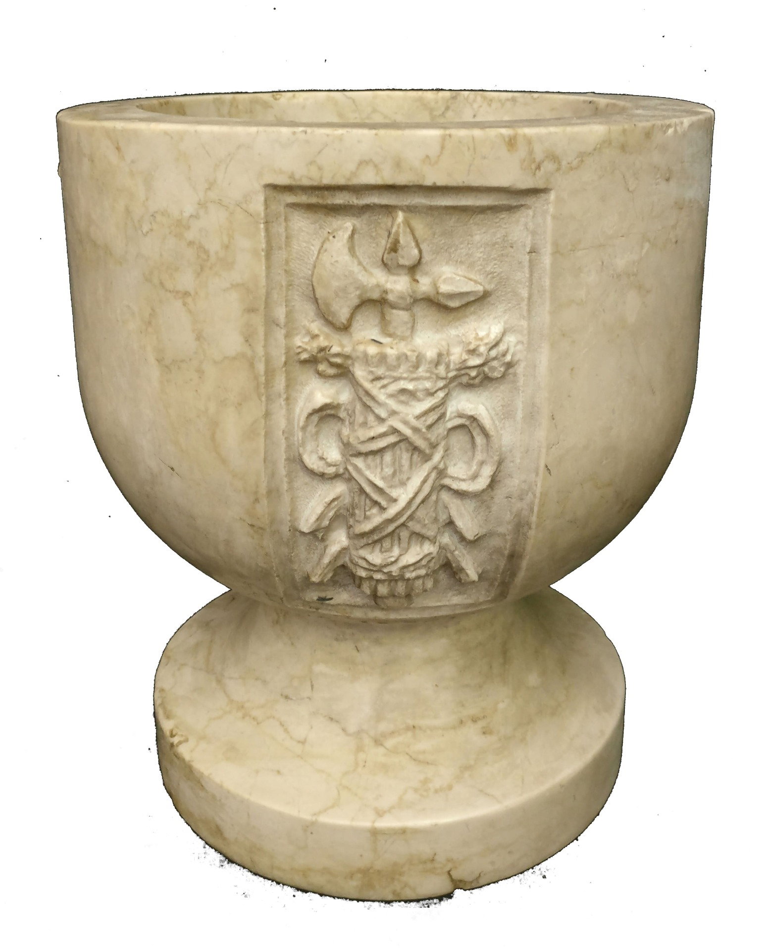 Particolare Vaso finemente scolpito - H 27 cm - Roma - Marmo Botticino